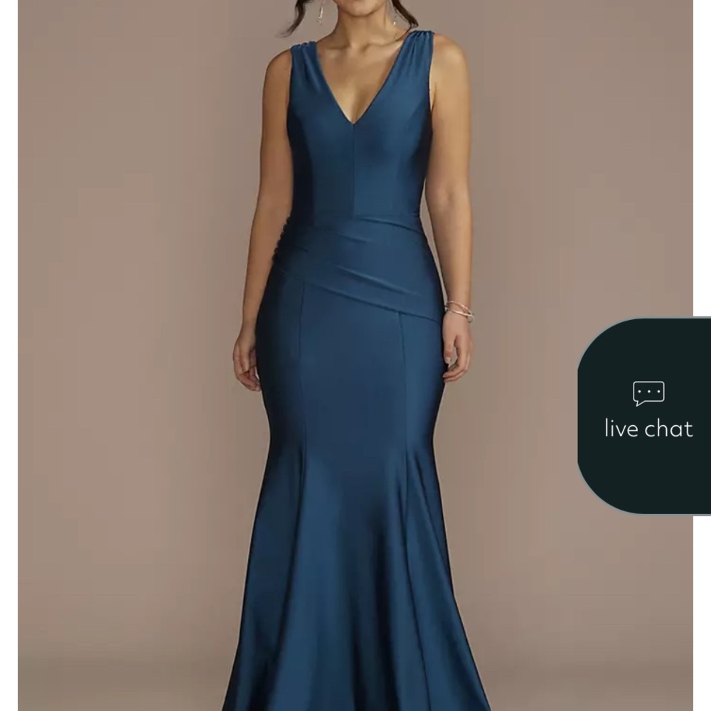David's Bridal Teal Sleeveless Maxi Dress